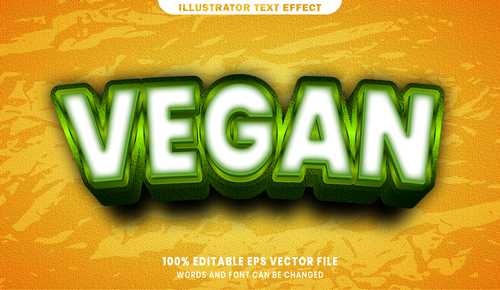 Vegan font style editable text effect vector
