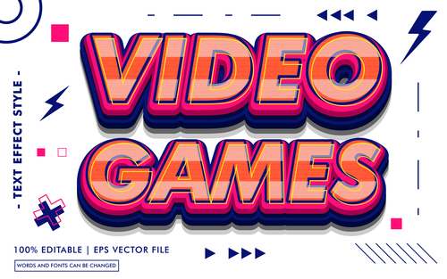 Video games editable text style effect vector