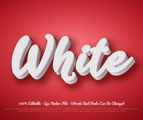 WHITE 3d editable text style effect vector