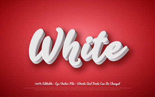 WHITE 3d editable text style effect vector