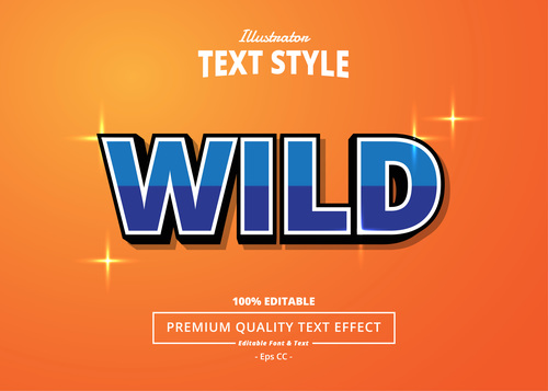 WILD text effect vector