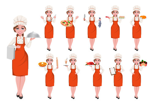 Waitress cartoon vector