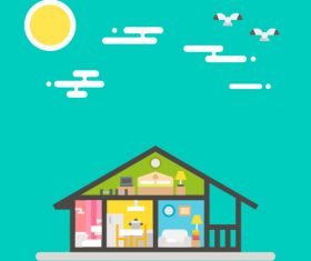 Warm home cartoon vector