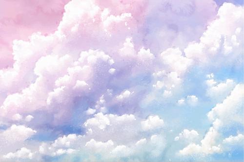 White clouds on the sky watercolor painting vector
