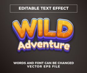 Wild adventure editable text eEffect vector