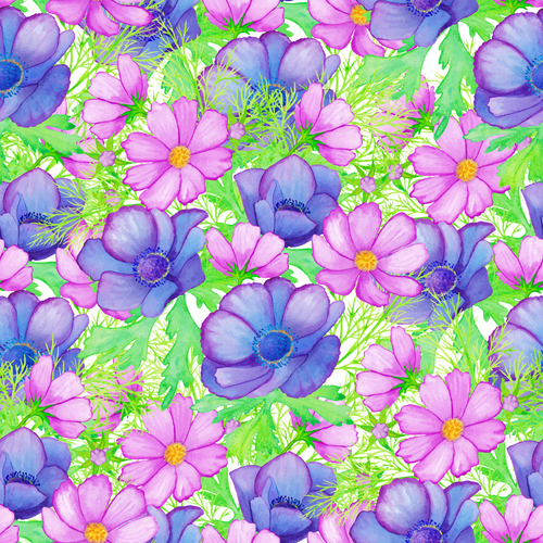 Wild flowers seamless background vector