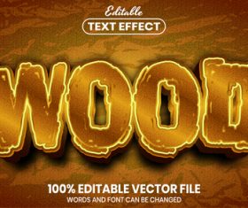Wood font style editable text effect vector
