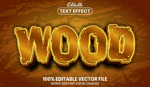 Wood font style editable text effect vector