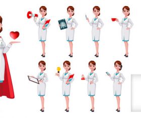 Young beautiful female doctor cartoon vector