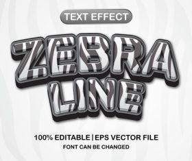 Zebra line 3d editable text style vector