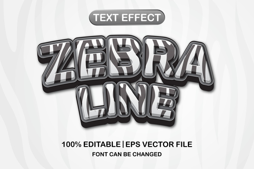 Zebra line 3d editable text style vector