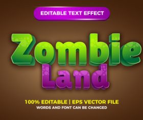 Zombie Land comic games editable text effect vector