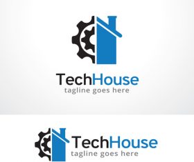 Abstract Tech House logo vector