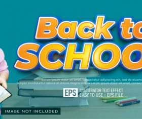 Back to school text editable style effect template vector
