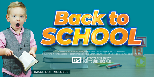 Back to school text editable style effect template vector
