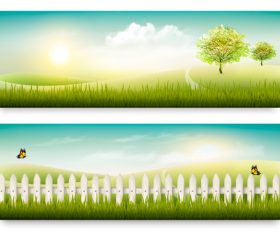 Beautiful scenery background banner vector