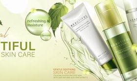 Beautiful skin care cosmetic ads vector