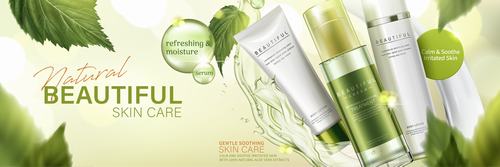 Beautiful skin care cosmetic ads vector