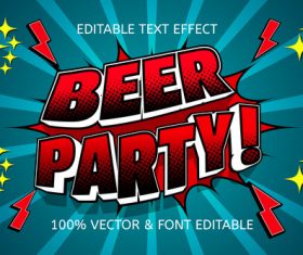Beer party color tosca red editable text effect