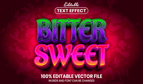 Bitter sweet text font style vector