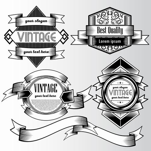 Black and white commercial label vector