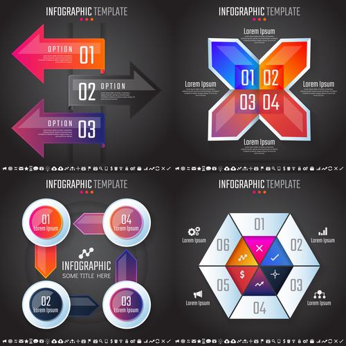 Black background infographic vector