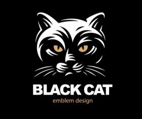 Black cat emblem design vector