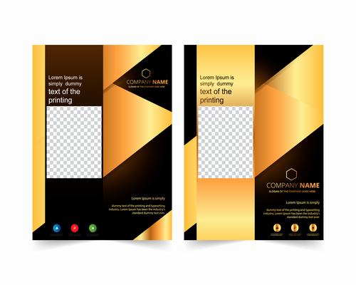 Black gold cover company brochure design vector