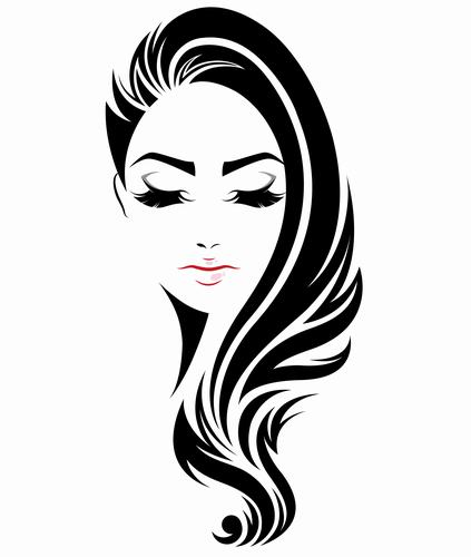 Black long-haired girl vector free download