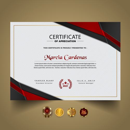 Black red border decoration certificate vector