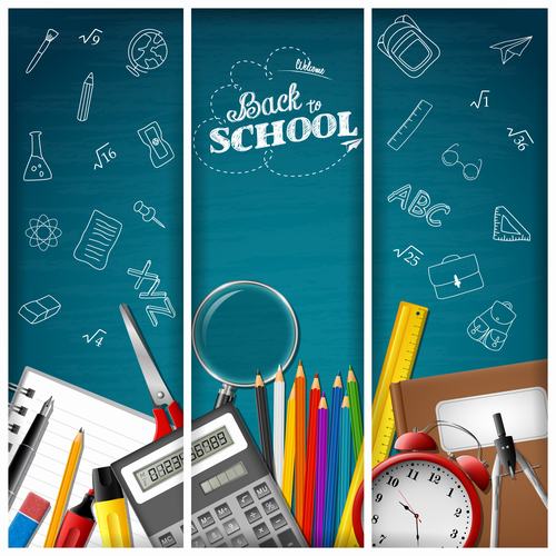 Blue background back to school banner vector