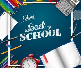 Blue background back to school vector