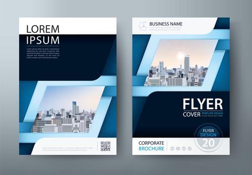 Blue cover company brochure vector