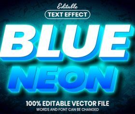 Blue neon text font style vector