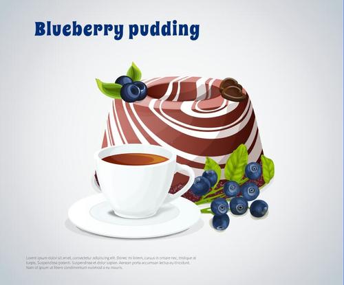 Blueberry pudding vector