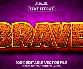 Brave text font style vector