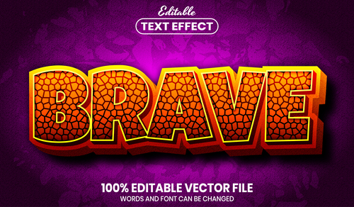 Brave text font style vector