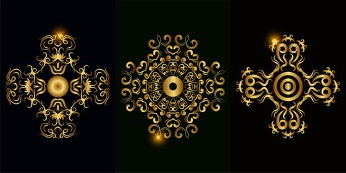 Bright gold mandala ornament vector