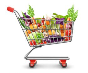 Buy vegetables fruits vector