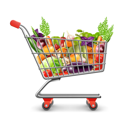 Buy vegetables fruits vector