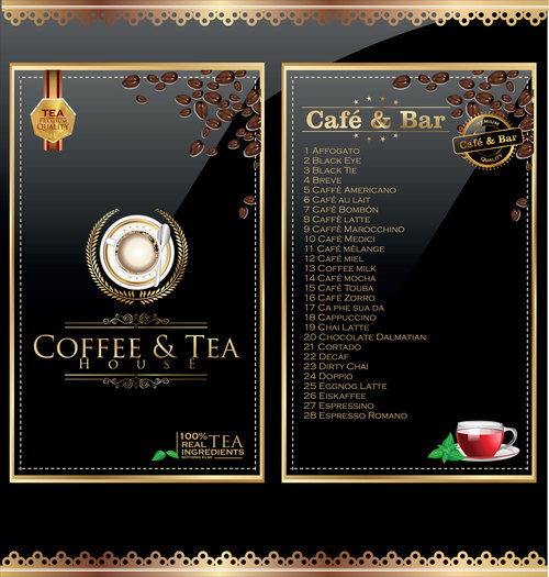 Cafe and bar menu vector
