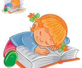 Cartoon little girl sleeping vector