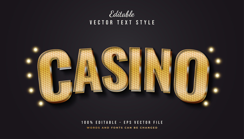 Casino text font style vector