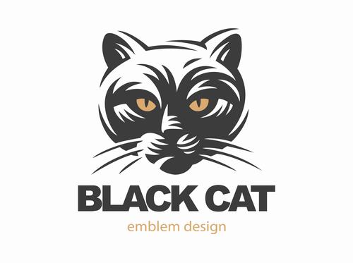 Cat emblem design vector