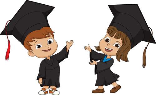 Children graduation cartoon vector