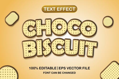 Choco biscuit text effect vector