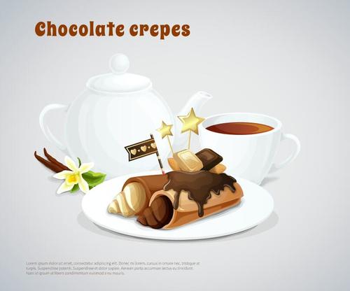 Chocolate crepes vector