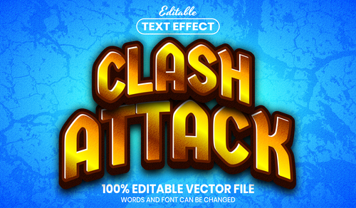 Clash attack text font style vector