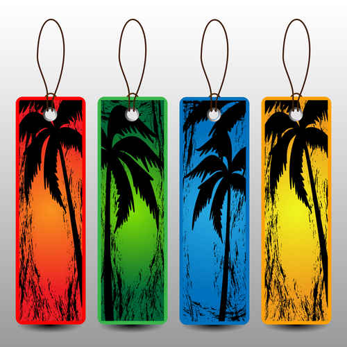 Coconut tree background label vector