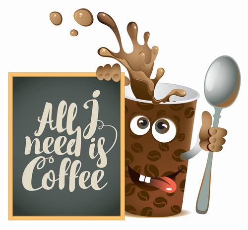 Coffee with text in blackboard vector